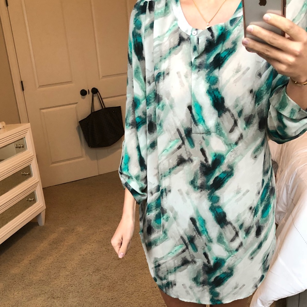 Black, grey and green tunic